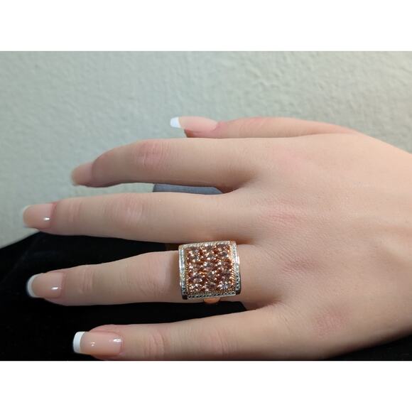 Sterling Rose Vermeil 2.75 CTW Color Change Garnet Diamond Cluster Ring Sz 5.75 - Picture 8 of 8